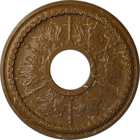 Ekena Millwork Tirana Medallion (Canopies up to 4 3/4"), 13 7/8"OD x 3 3/4"ID x 1 1/4"P, Smokey Topaz Crackle CM13TISTC